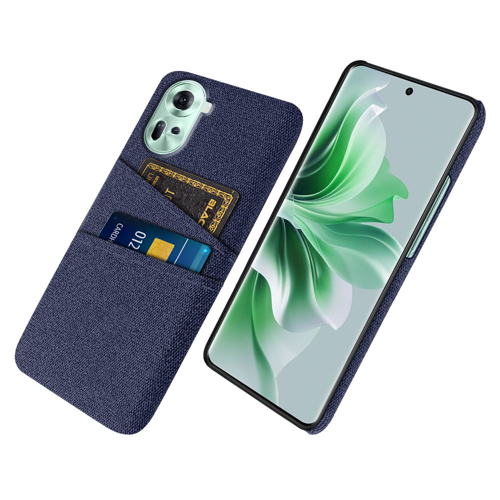 Back Cover for Oppo Reno11 5G (Global) Dual Card Holder Cloth Texture Hard PC Cell Phone Case Back Cover for Oppo Reno11 5G (Global) Dual Card Holder Cloth Texture Hard PC Cell Phone Case